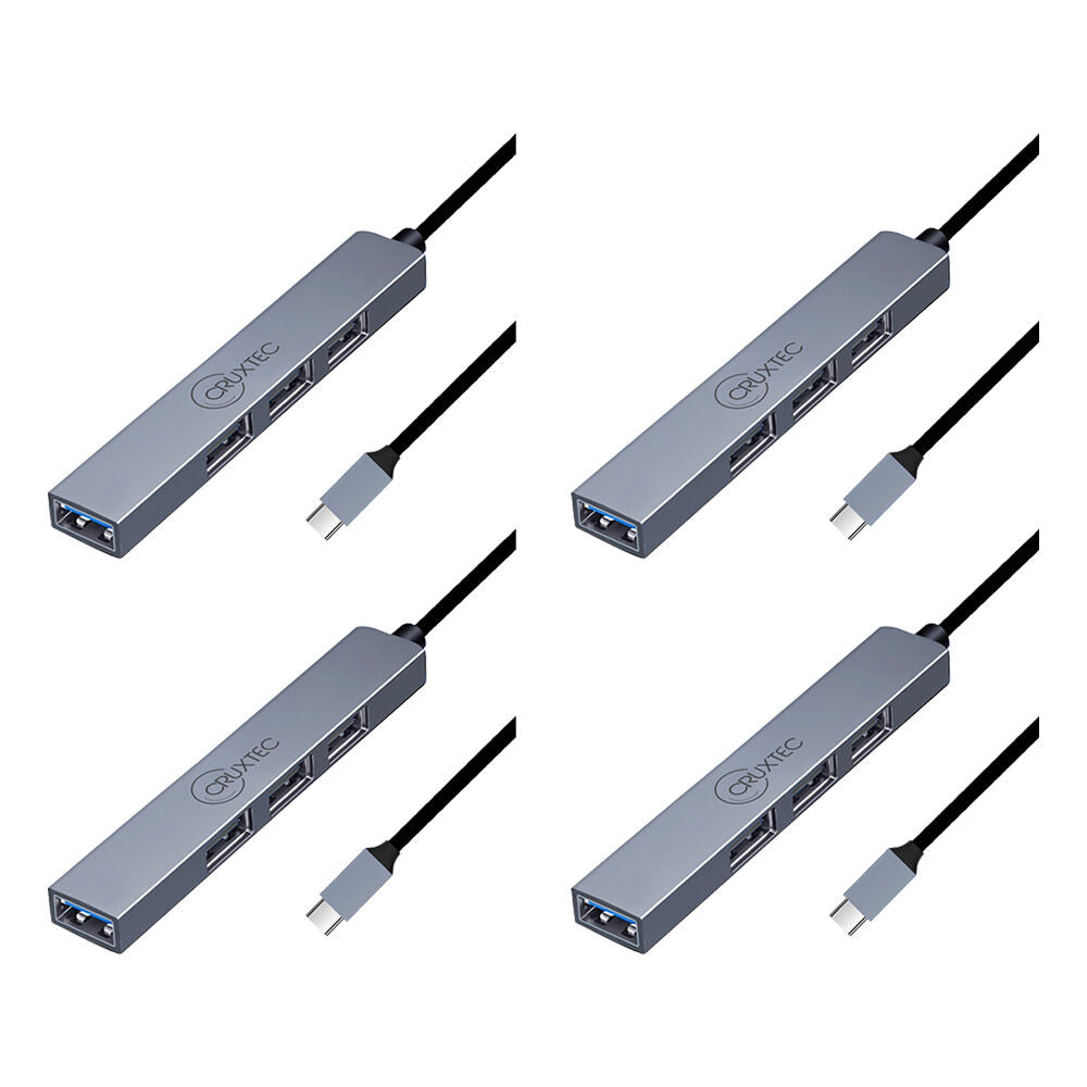 4PK Cruxtec MiniHigh Speed USB-C 3.0 Ultra-Slim HUB MC3-H4-SG 4 Ports