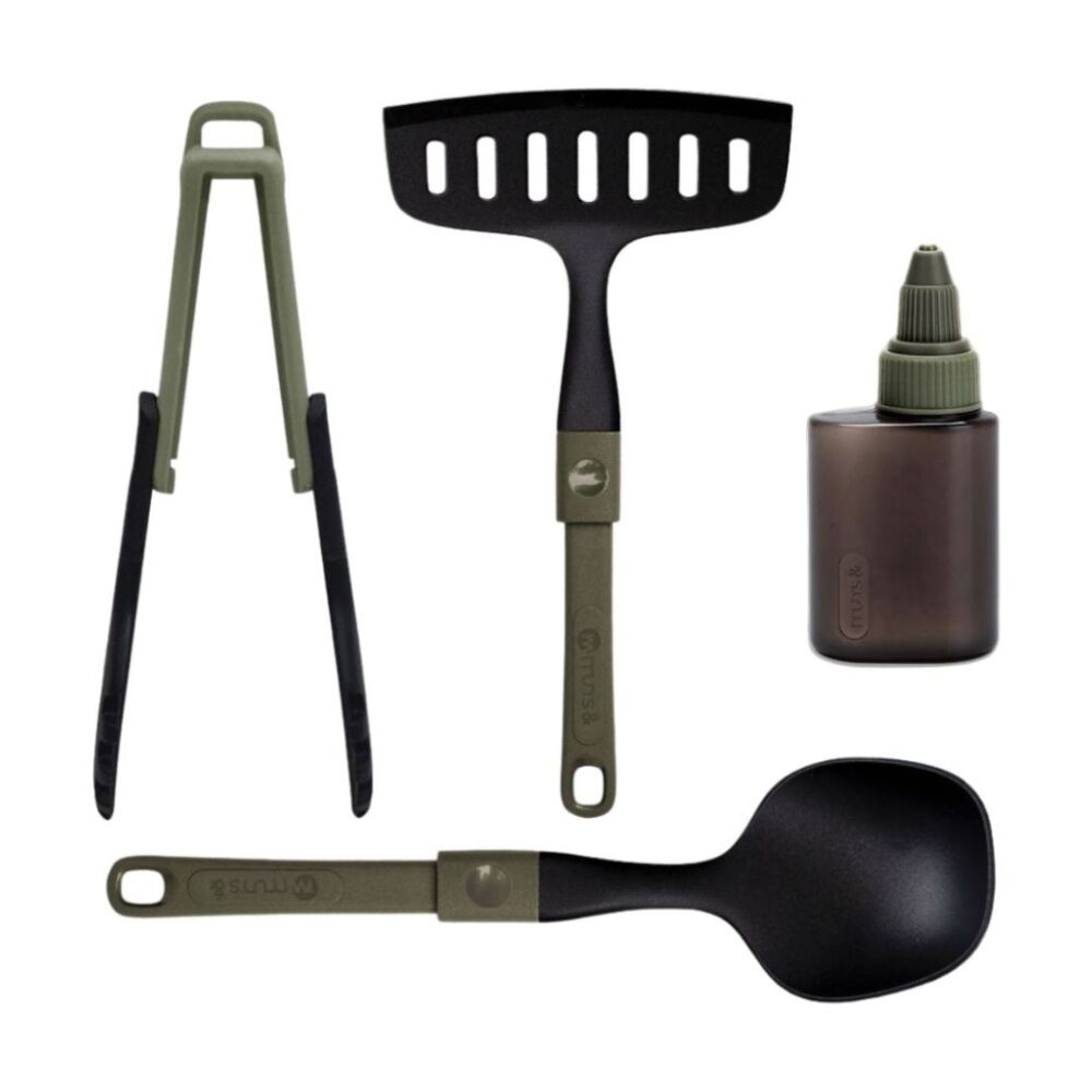 4pc Mun's Foldable Compact Outdoor Silicone Cooking Utensils Tool Set