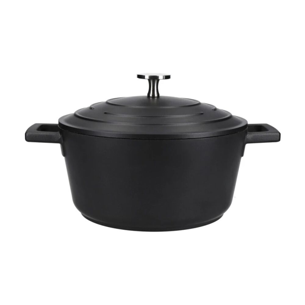 MasterCraft 2.5L Cast Aluminium Casserole Dish Kitchen Cooking Pot Black 20cm