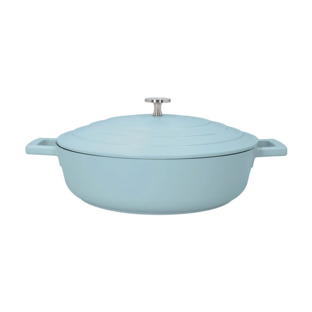 MasterCraft Cast Aluminium Shallow Casserole Dish Cooking Pot 4L Blue 28cm