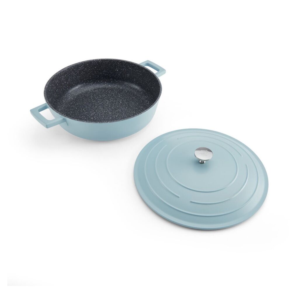 MasterCraft Cast Aluminium Shallow Casserole Dish Cooking Pot 4L Blue 28cm
