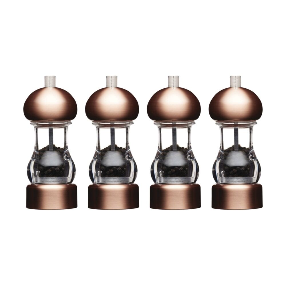 4PK MasterClass Clear Capstan Copper-Effect Grinder Pepper Mill 14.5cm