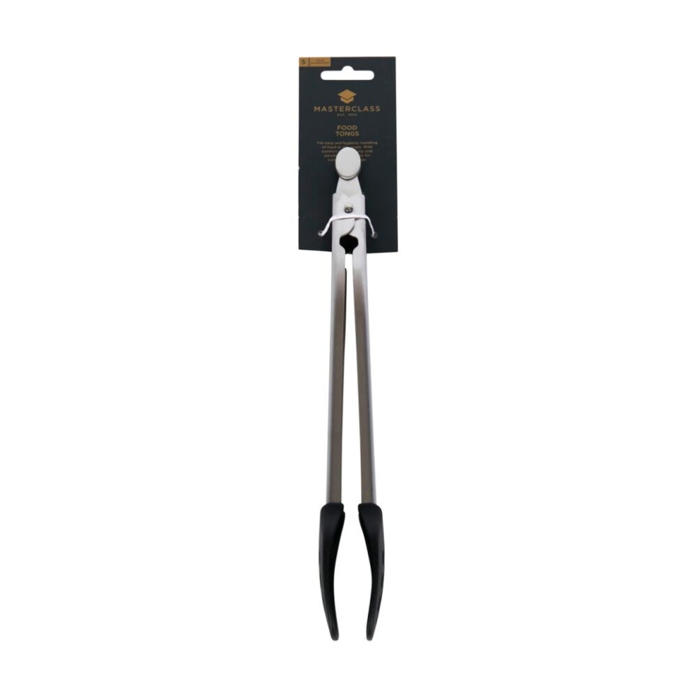 6PK MasterClass Food Tongs Nylon Heads Non-Stick Safe Kitchen Tool Silver 28cm