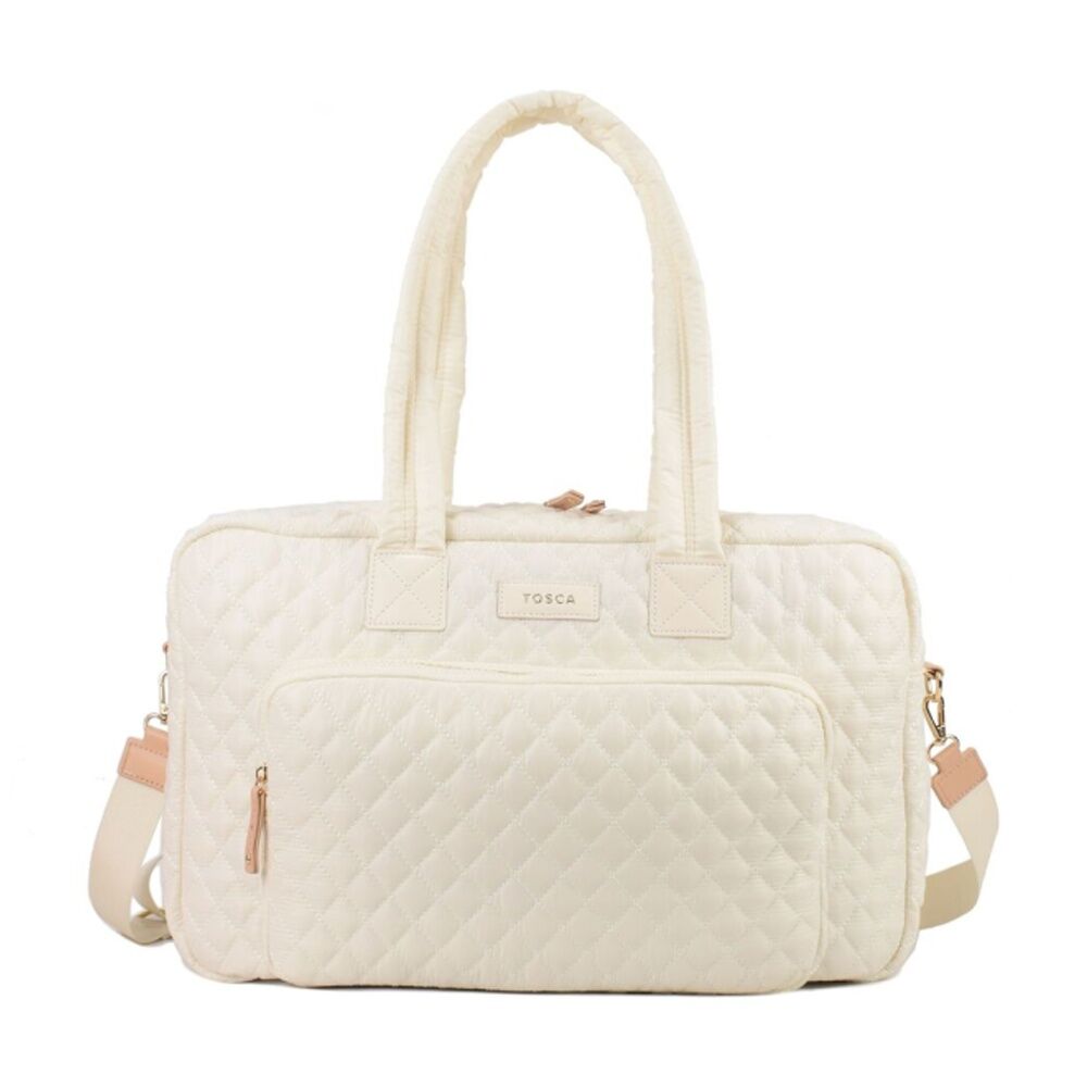 Tosca Women's Lightweight Quilted Metro Split Tote Travel Bag Mushroom
