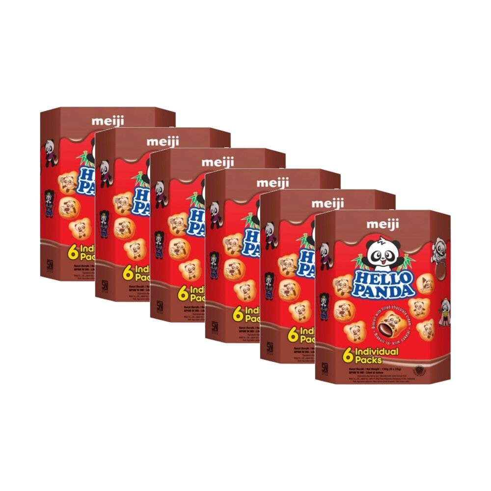 6x 6pc Meiji Hello Panda Chocolate Filled Biscuit 25g Individual Packs