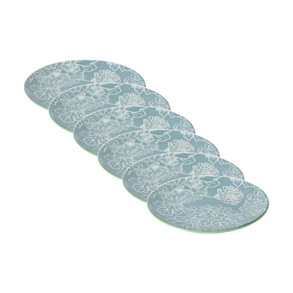 6PK Mikasa Grey Floral Stoneware Side Plate 18cm Dishwasher Microwave Safe