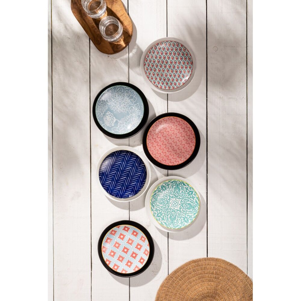 12PK Mikasa Blue Mosaic Stoneware Side Plate 18cm Dishwasher Microwave Safe