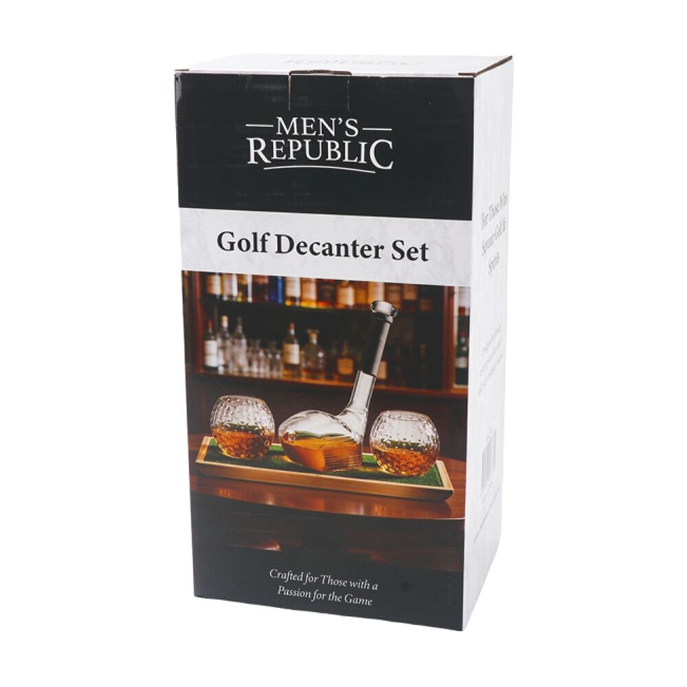 4pc Men's Republic Golf Decanter Set With Whiskey Glasses And Putting Base