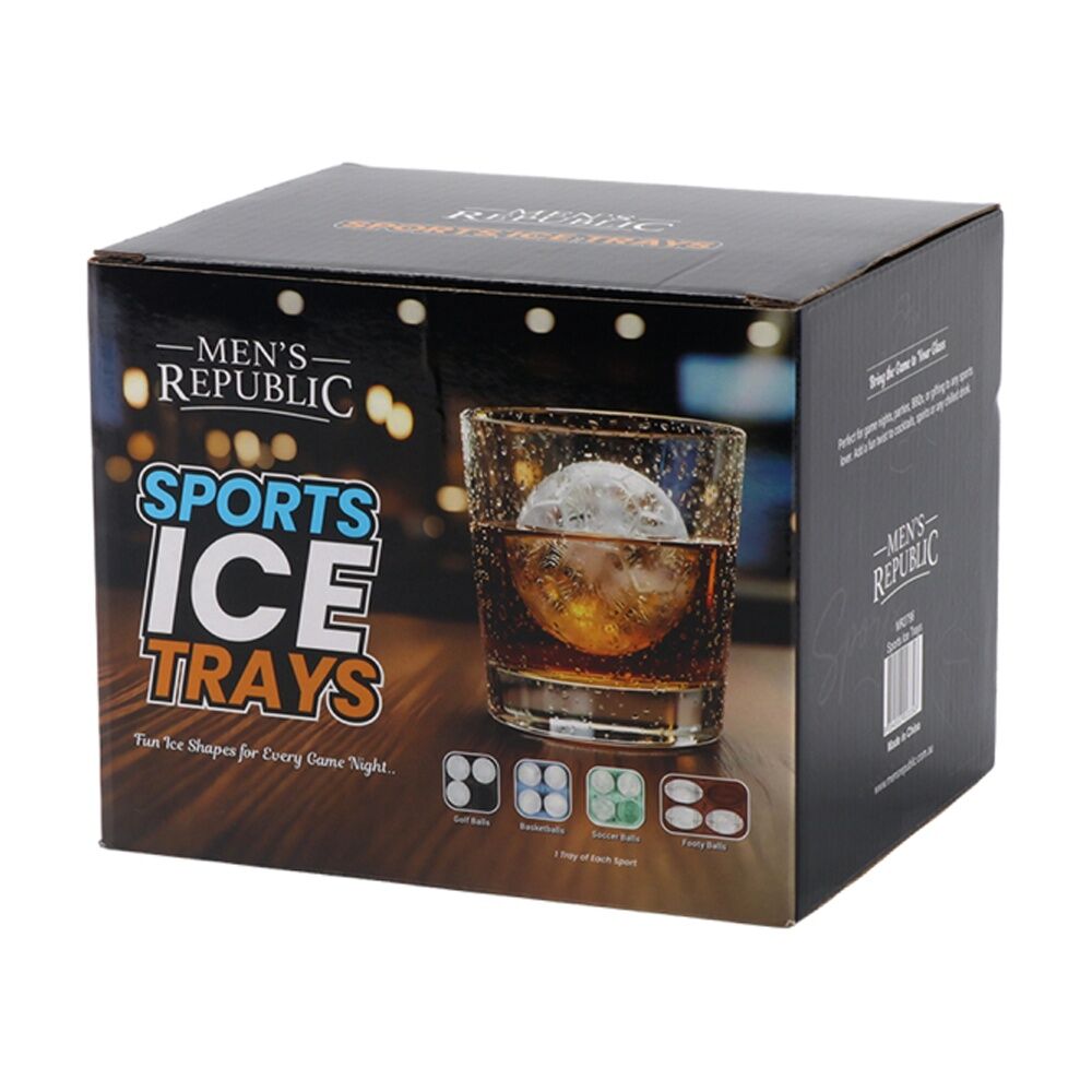 4pc Men's Republic Sports Ice Cube Trays Set Range of Designs To Make