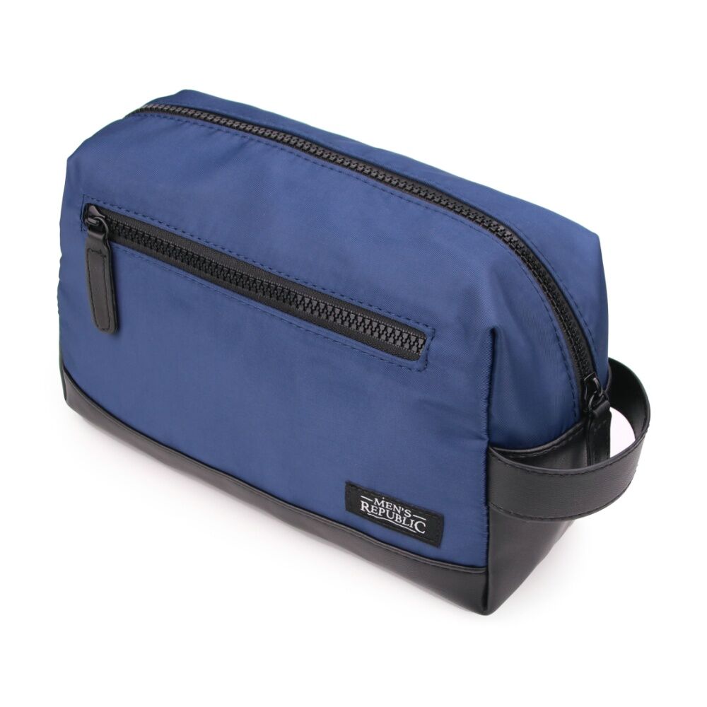 2PK Men's Republic Nylon Toiletry Bag Compact Durable Travel Pouch Blue 25x10x14cm