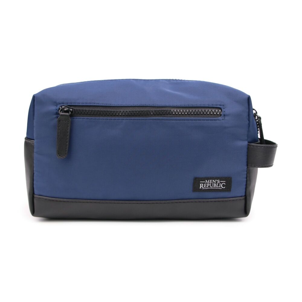Men's Republic Nylon Toiletry Bag Compact Durable Travel Pouch Blue 25x10x14cm
