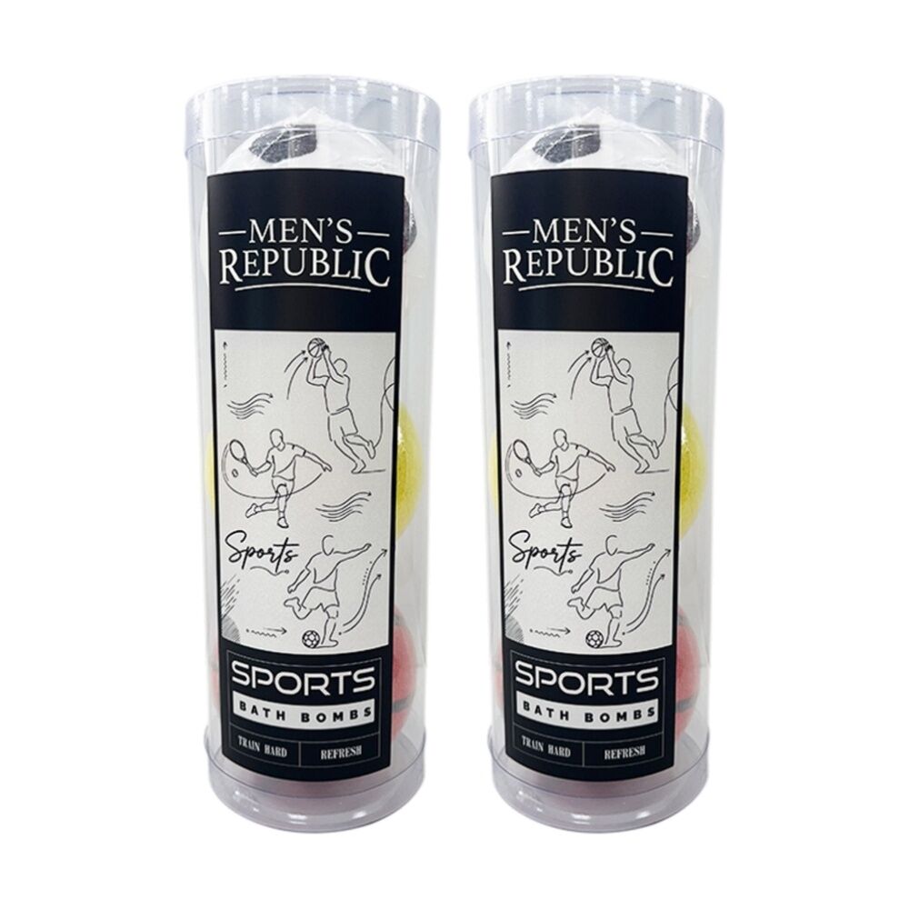 2x 3pc Men's Republic Sports Bath Bombs Set Bergamot Sandalwood 150g