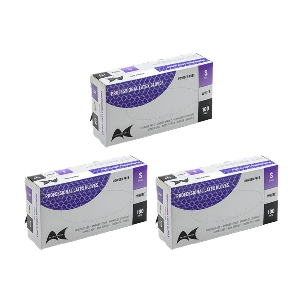 3x 100pc Artists Choice Powder Free Medical Food Grade Latex Gloves