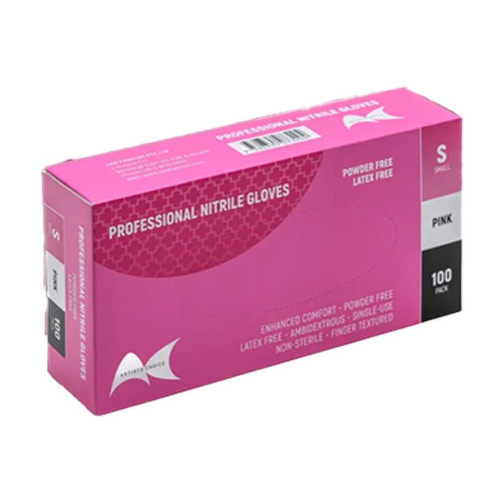 6x 100pc Artists Choice Nitrile Gloves Powder Free Latex Textured Pink