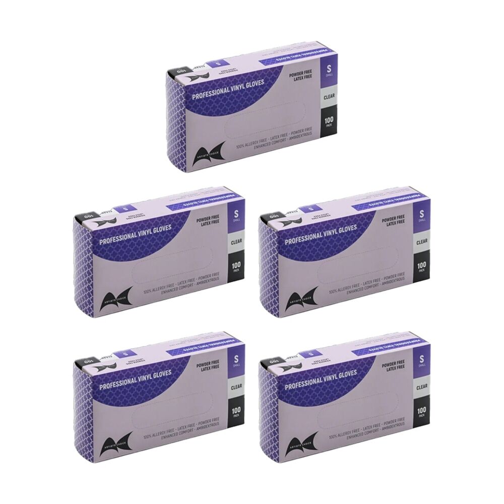 5x 100pc Artists Choice Food Medical Vinyl Gloves Powder Latex Free