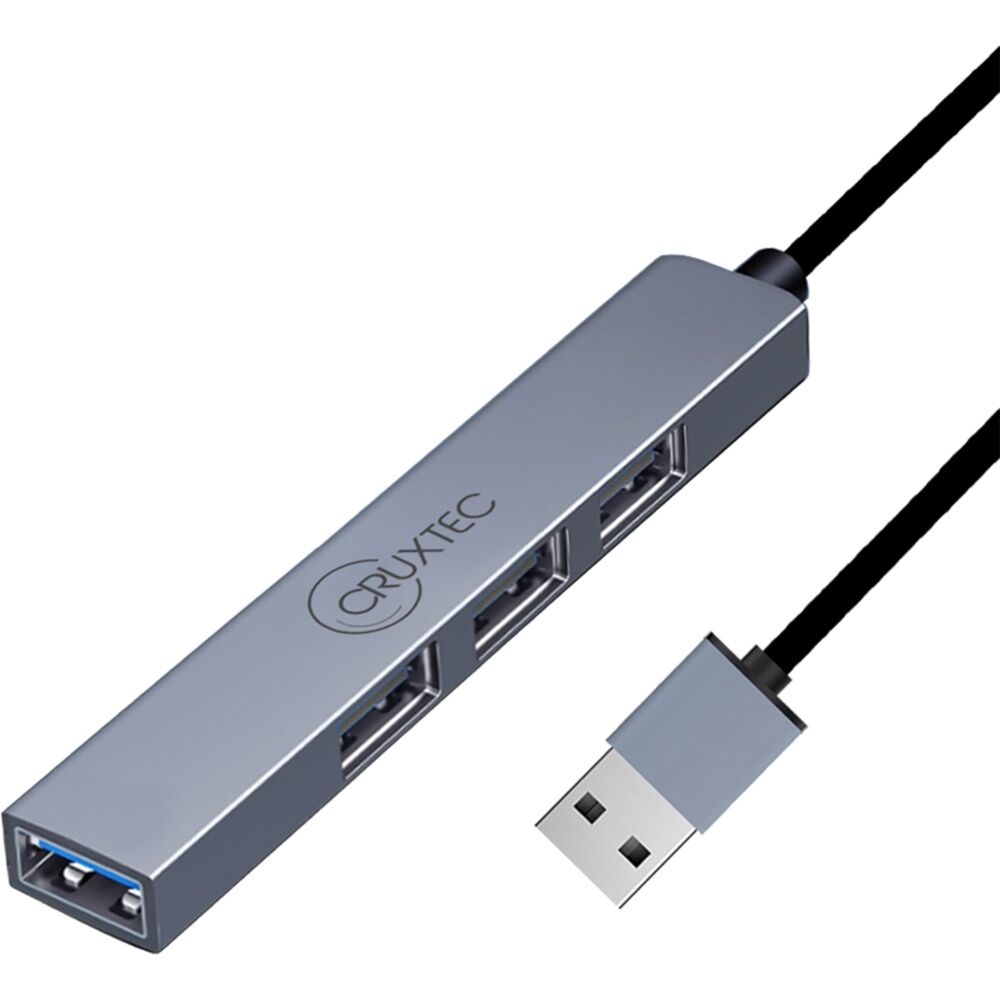 2PK Cruxtec Mini High Speed USB-A 3.0 Ultra-Slim HUB MU3-H4-SG 4 Ports