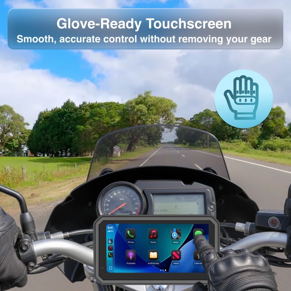 Laser Wireless Motorbike CarPlay Android Auto Voice Control 6 Inch Black