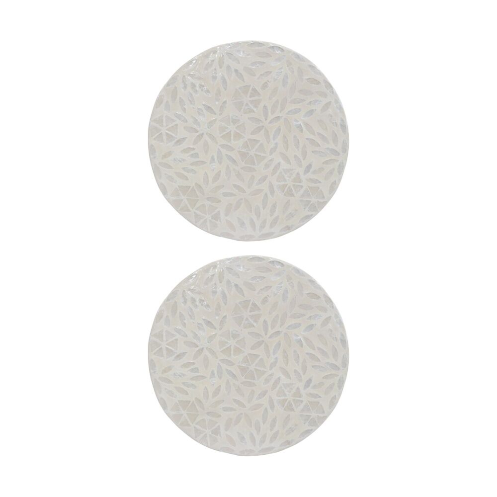 2PK LVD Flower Shell & Bamboo Home Decorative Mat Coastal Decor 25x25cm