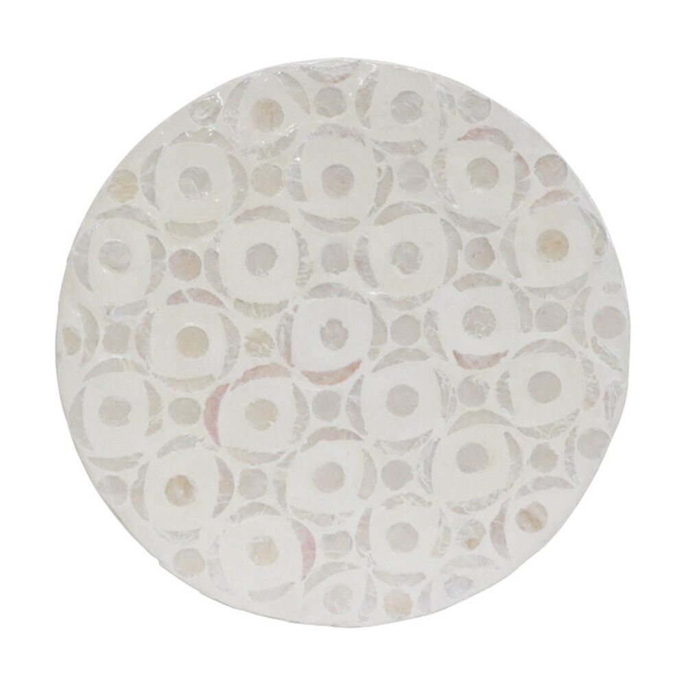 2PK LVD Circle Shell & Bamboo Home Decorative Mat Coastal Decor 25x25cm