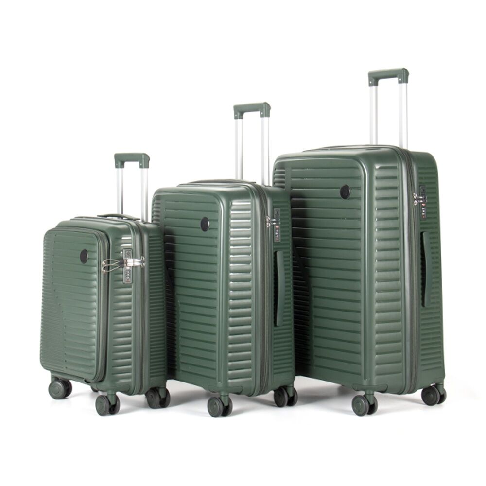 3pc Paklite Contrail Luggage Set TSA Lock Spinner Wheels Durable Green