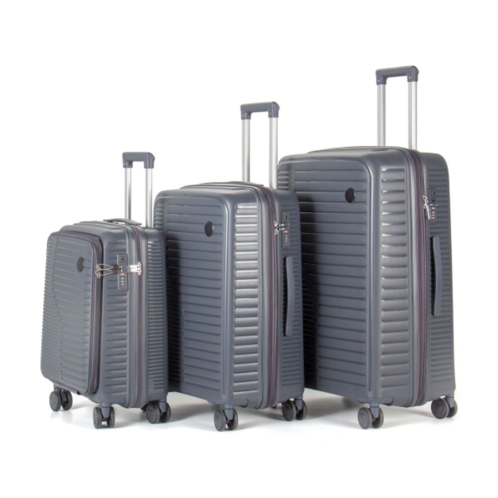 3pc Paklite Contrail Luggage Set TSA Lock Spinner Travel Charcoal