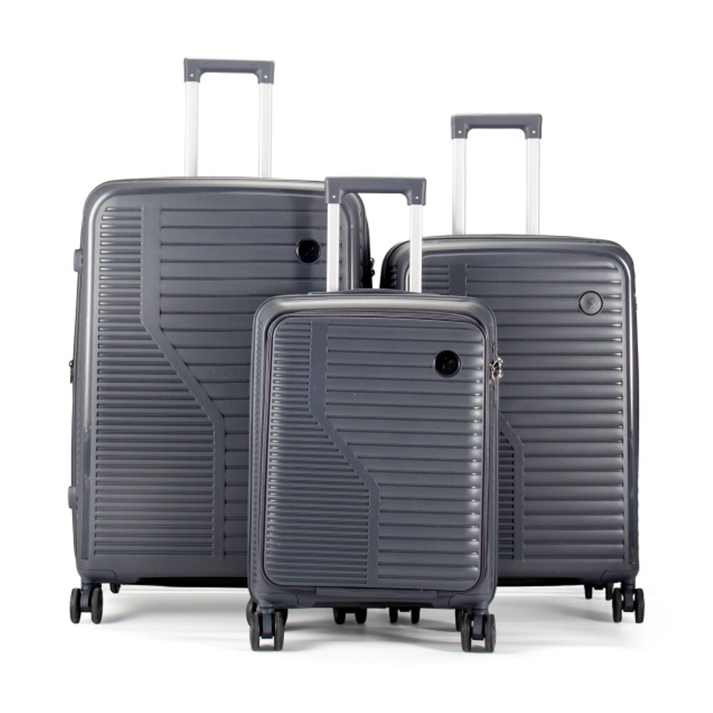 3pc Paklite Contrail Luggage Set TSA Lock Spinner Travel Charcoal