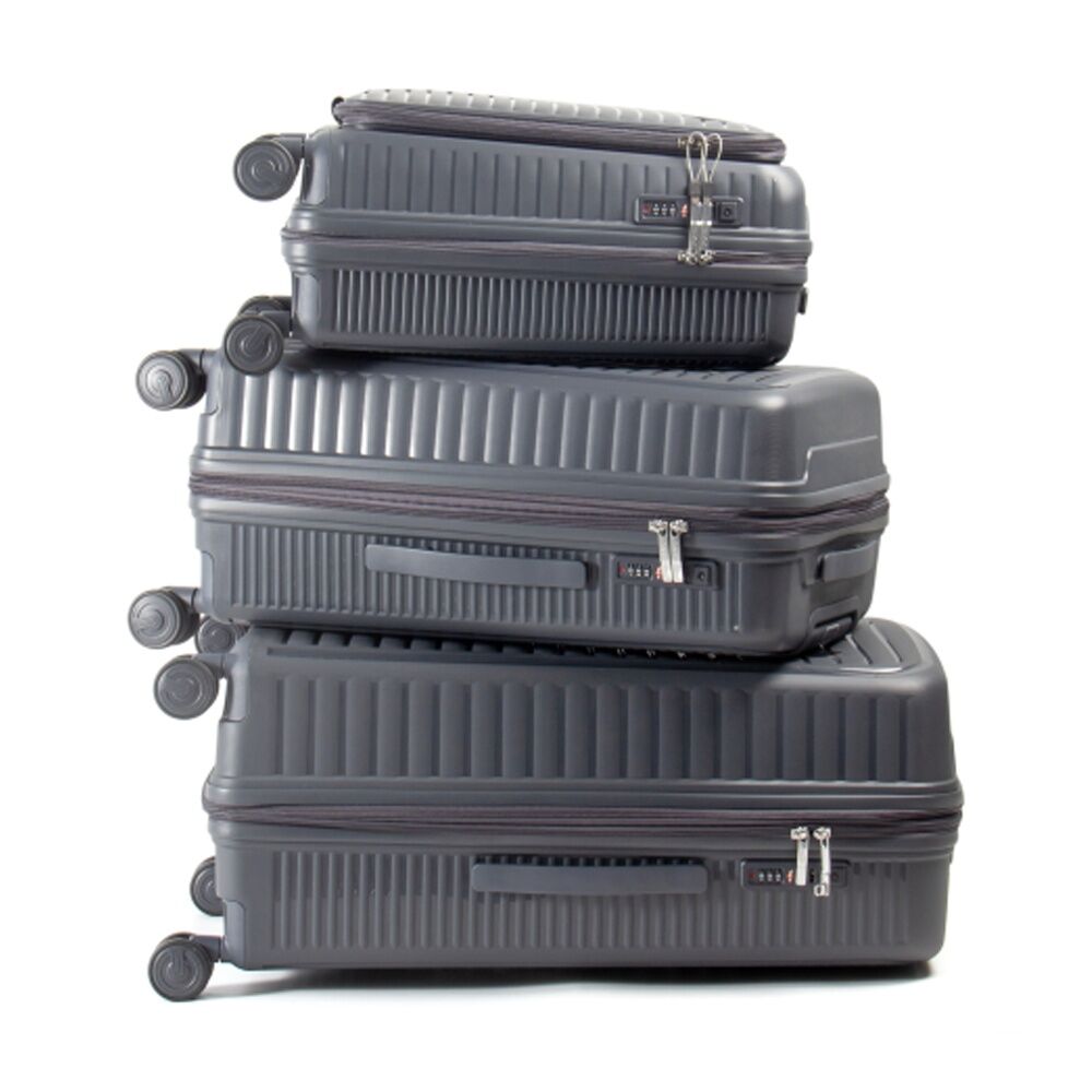 3pc Paklite Contrail Luggage Set TSA Lock Spinner Travel Charcoal