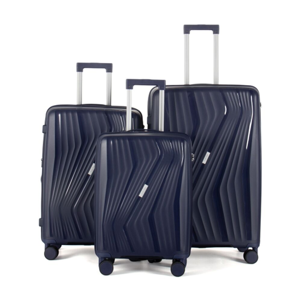 3pc Paklite Cruise Set Luggage TSA Lock Spinner Wheels Blue