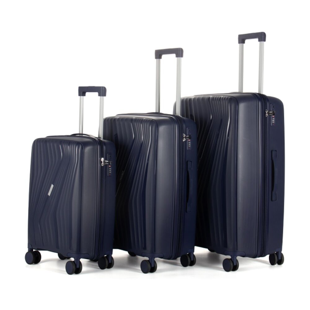 3pc Paklite Cruise Set Luggage TSA Lock Spinner Wheels Blue