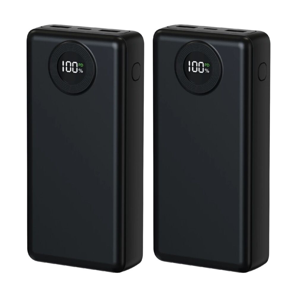2PK Laser 20000mAh Power Bank Charger With LED Battery Level Display Blk