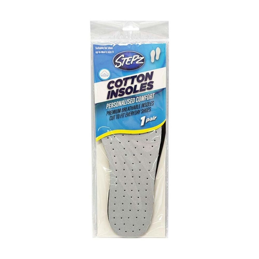 6PK Stepz Personalised Comfort Cotton Insoles Pair Up to Size 11 Men's Shoes