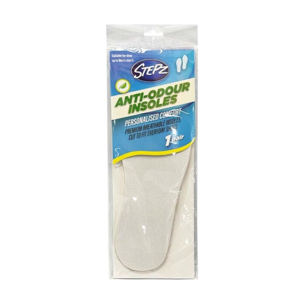 12PK Stepz Anti Odour Insoles Pair Up to Size 11 Men's Shoes