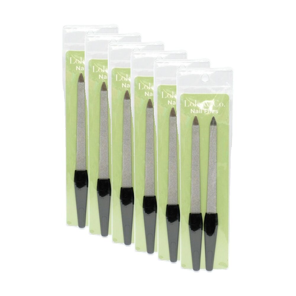 6x 2pc Lola & Co Abrasive Pointed Tips Metal Nail Files W/ Handle