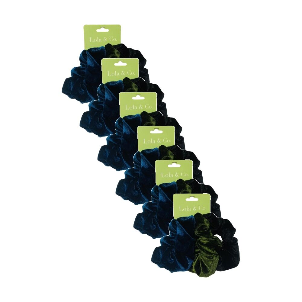 6x 3pc Lola & Co Velvet Scrunchies Set Women's Hair Accessories Assorted