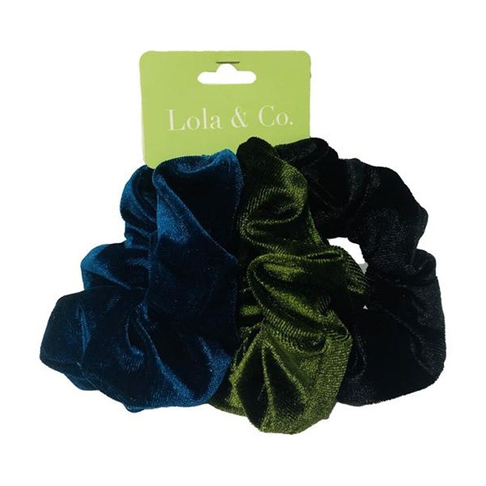 6x 3pc Lola & Co Velvet Scrunchies Set Women's Hair Accessories Assorted