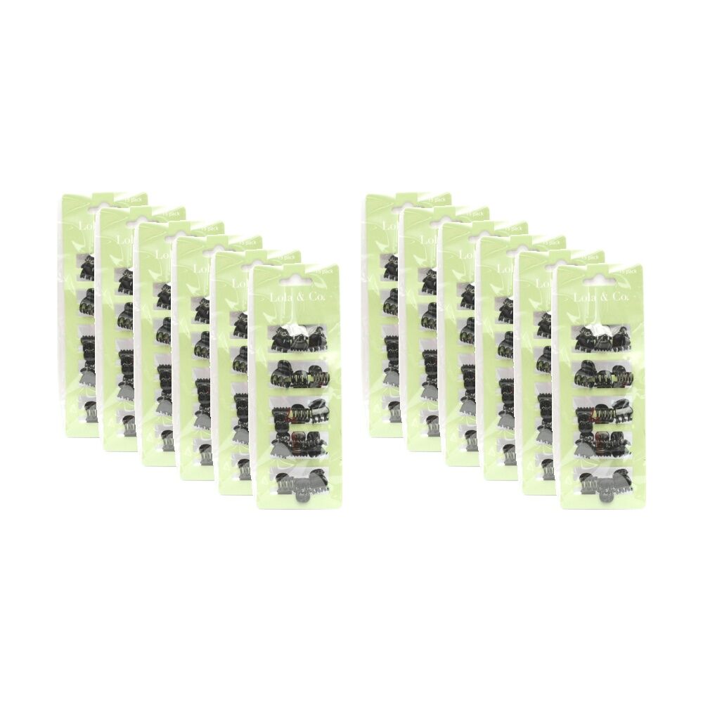 12x 15pc Lola & Co Mini Hair Clip Set Women's Accessories Assorted