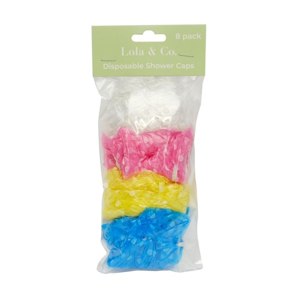 6x 8pc Lola & Co Disposable Shower Cap Set Multi Coloured Assorted