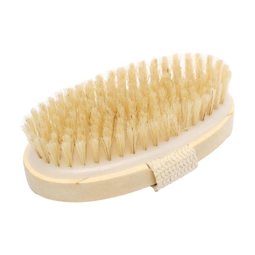 4PK Lola & Co Exfoliating Body Care Bath Brush W/ Wooden Base Strap Natural