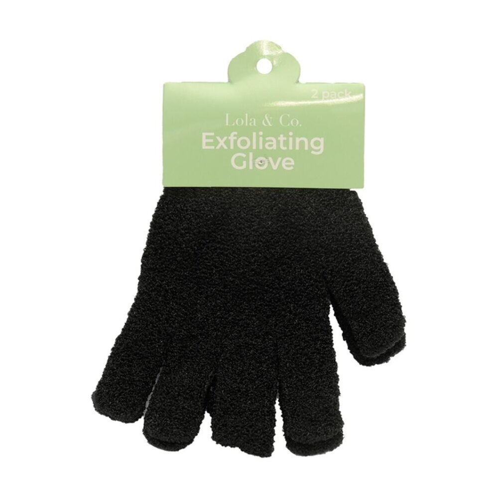12x 2pc Lola & Co Textured Bath Body Exfoliating Gloves Set Black