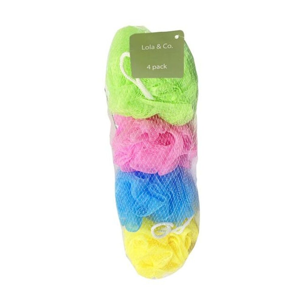 6x 4pc Lola & Co Multicolour Exfoliating Bath Shower Sponge Loofah Set Assorted