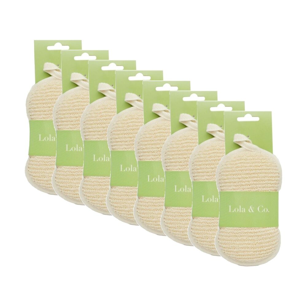 8PK Lola & Co Exfoliating Bath Shower Loofah Scrubbing Sponge W/ Hanging Loop