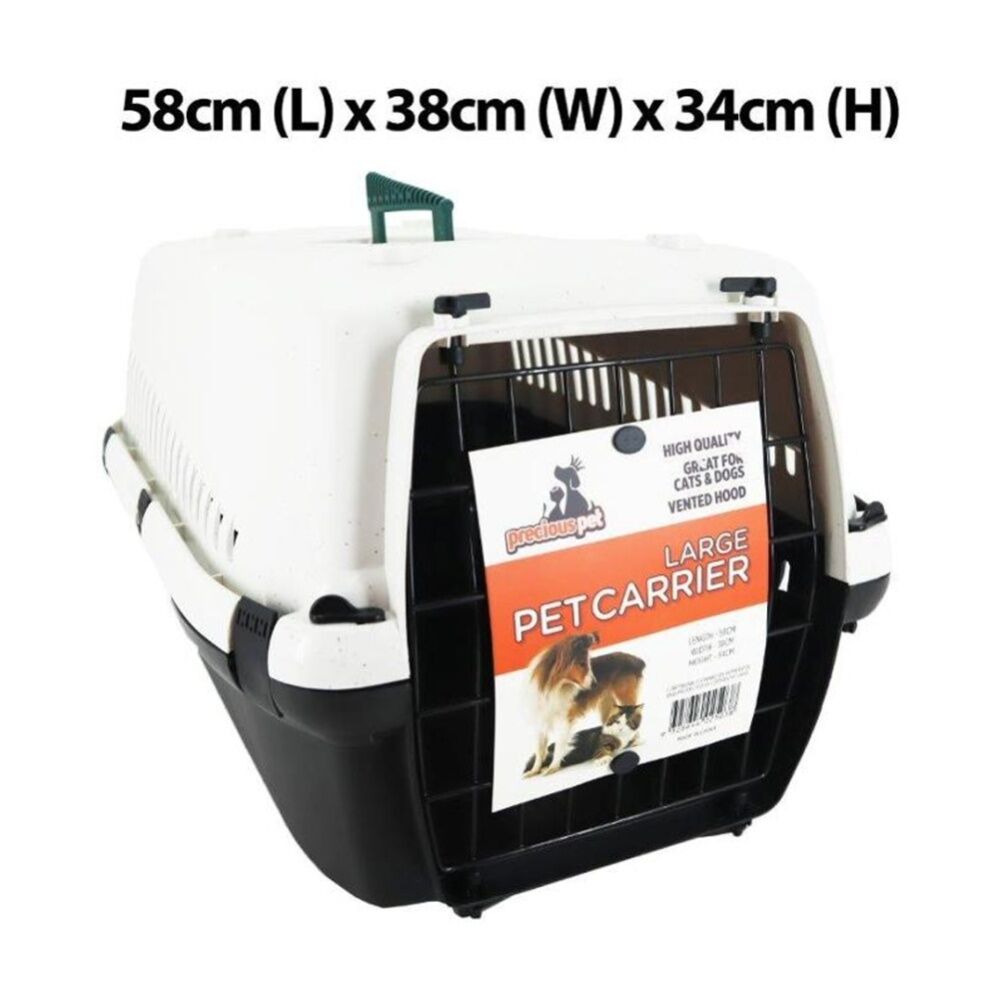 Braz Pet Dog & Cat Carrier W/ Vented Metal Door Top Handle 58x38x34cm L