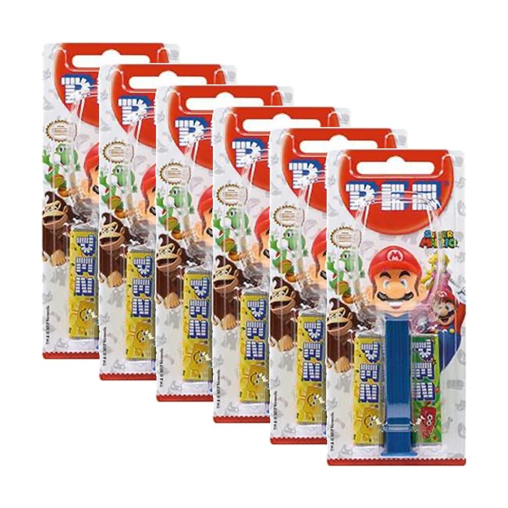 6PK Pez Fruit Flavoured Candy Dispenser Super Mario Edition 17g Assorted
