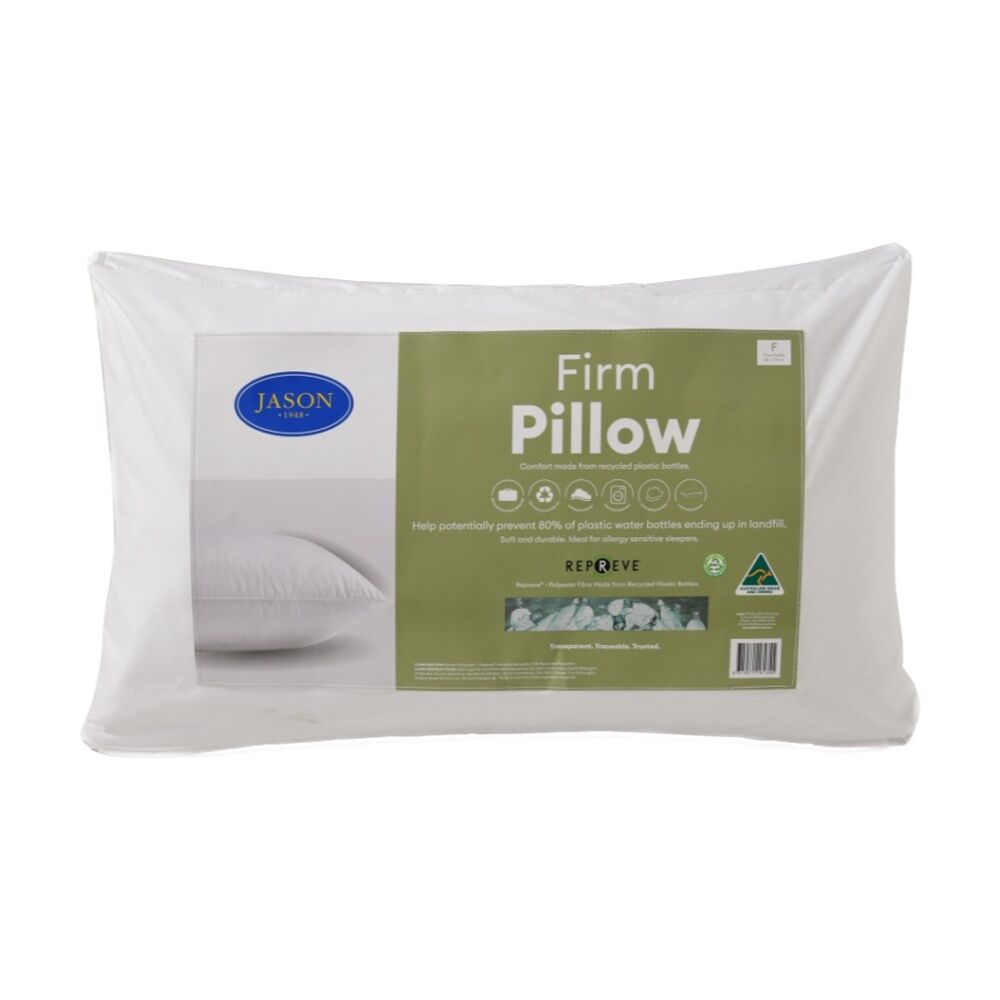 2PK Jason Commercial Repreve rPET Piped Pillow Firm White 48x73cm 900gm