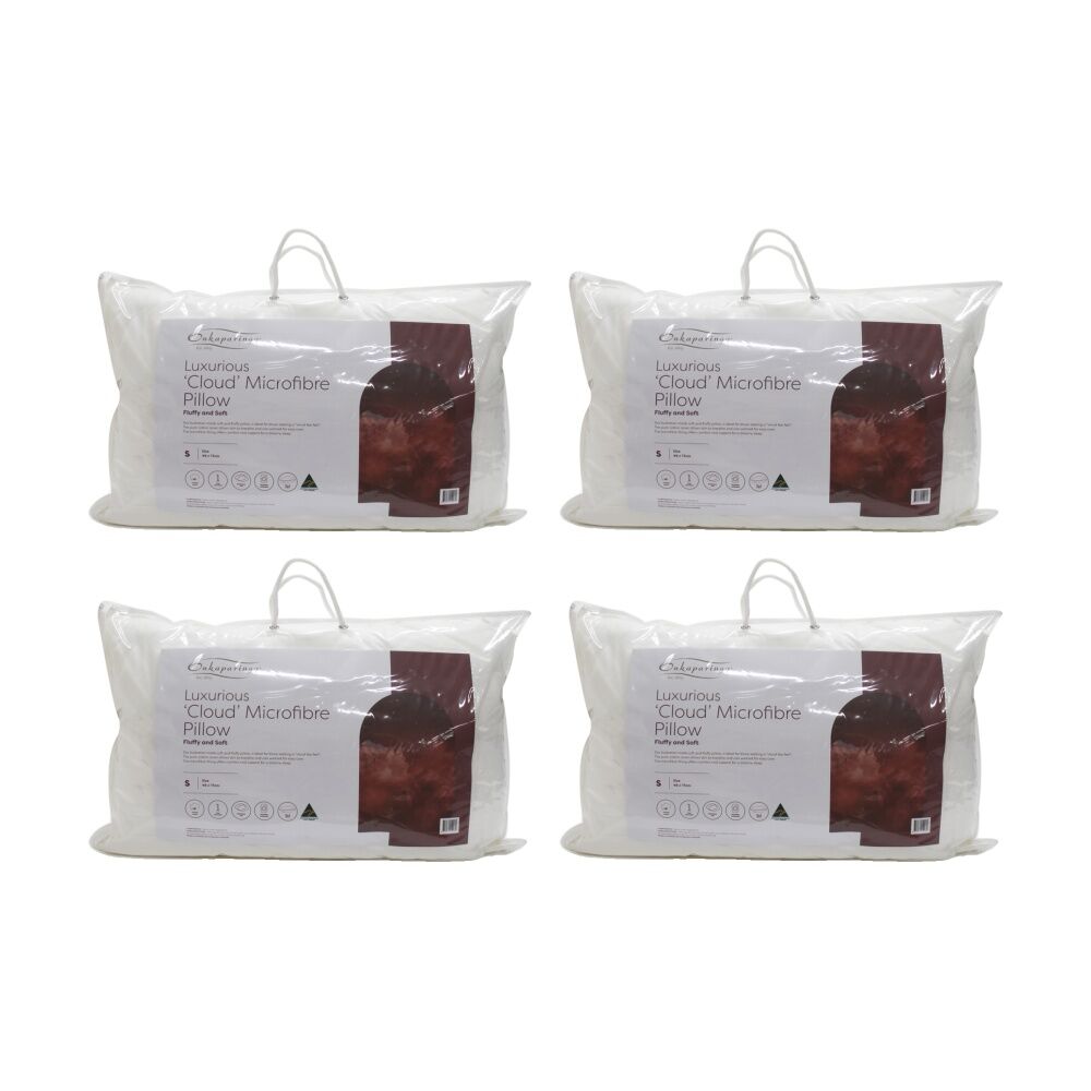 4PK Onkaparinga Luxurious Cloud Microfibre Standard Pillow Soft 48x73 cm