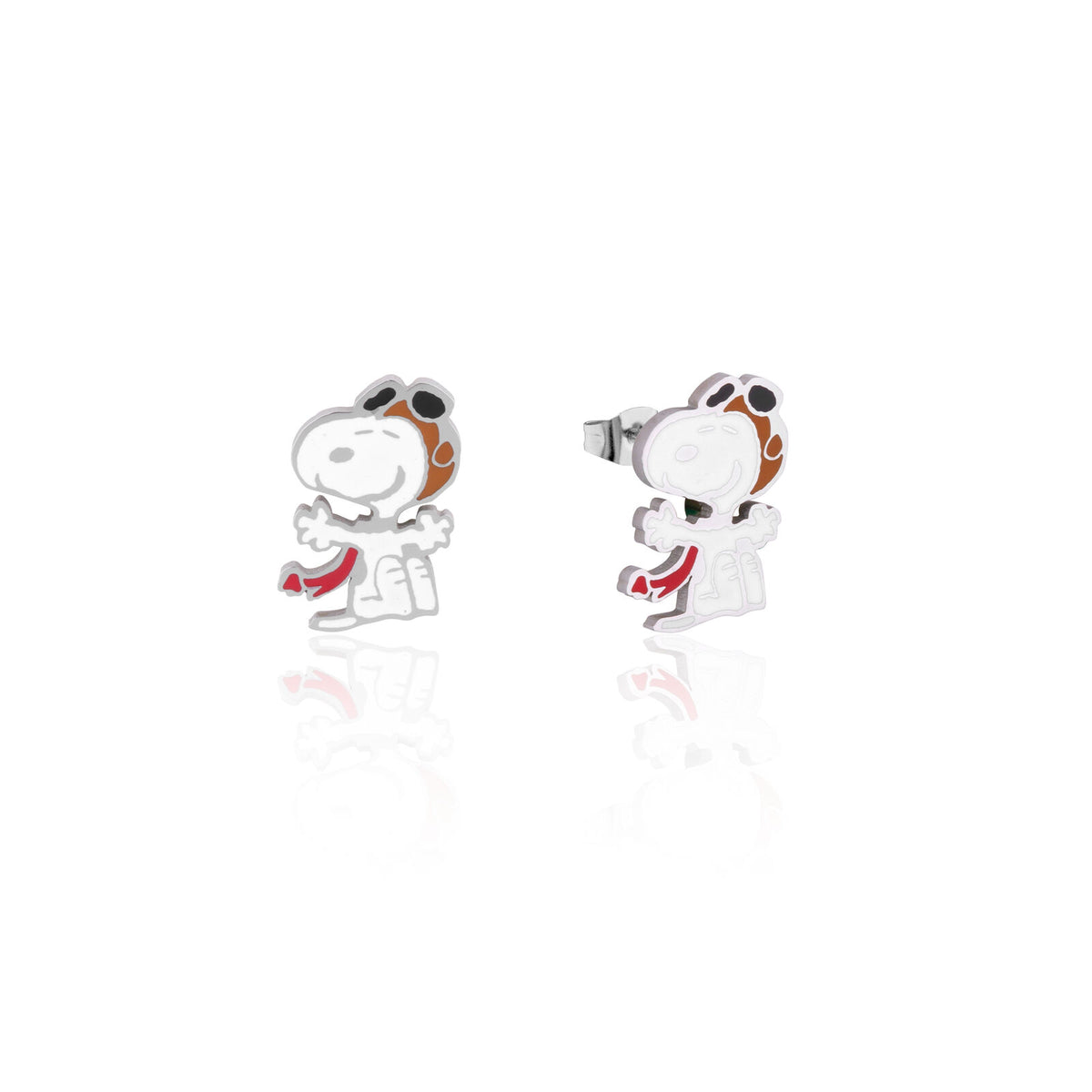 Couture Kingdom Peanuts Silver Snoopy Flying Ace Stud Earrings & Necklace