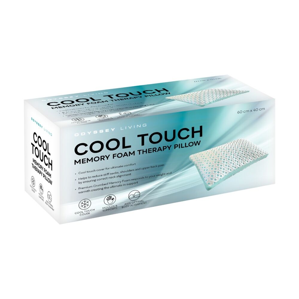 2PK Odyssey Living Cool Touch Crumbed Memory Foam Pillow White/Blue Standard