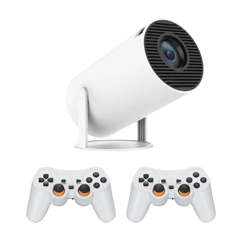 3pc Laser Portable Smart Projector With Games & Two Controllers White