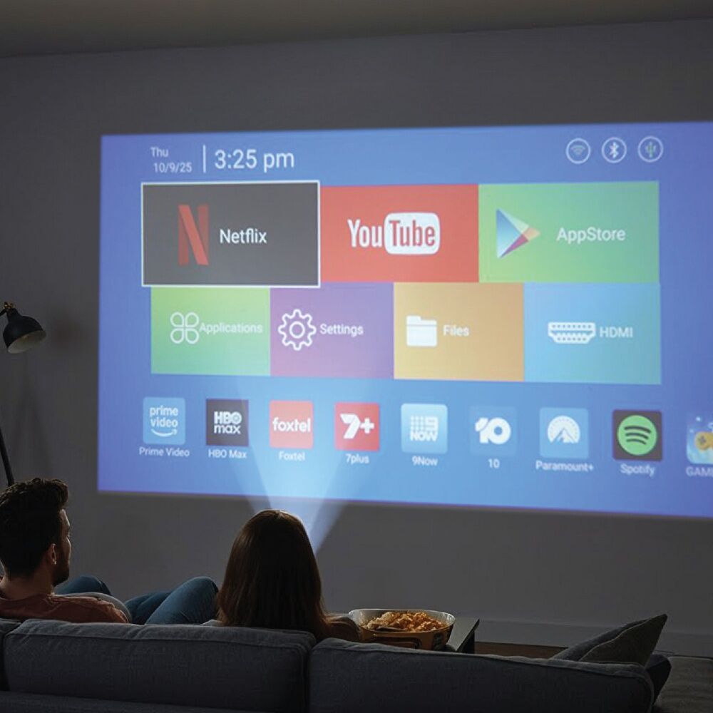 3pc Laser Portable Smart Projector With Games & Two Controllers White