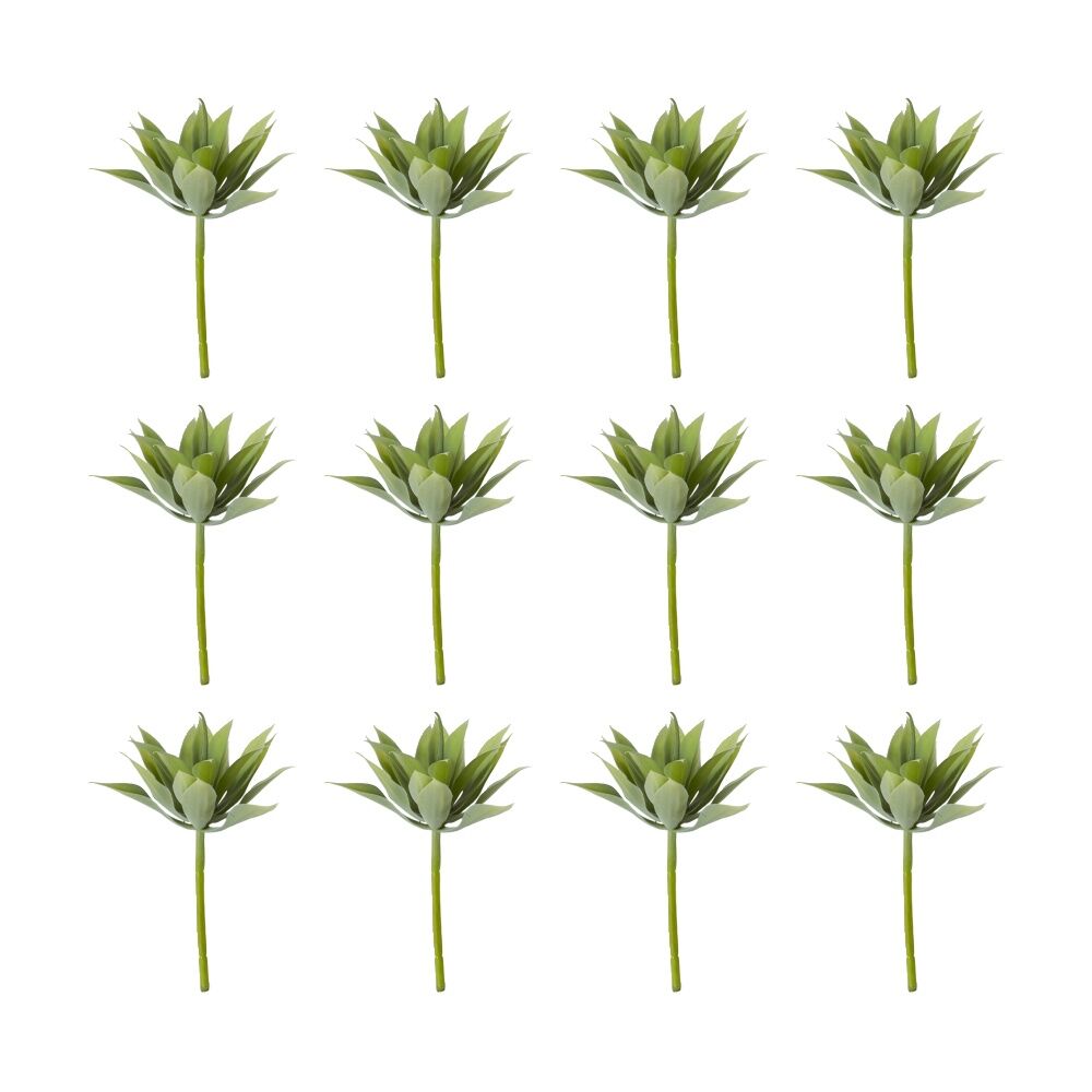 12PK E Style Agave Mini Indoor Artificial Plant Stem Wire Grey Green 12x12x12cm